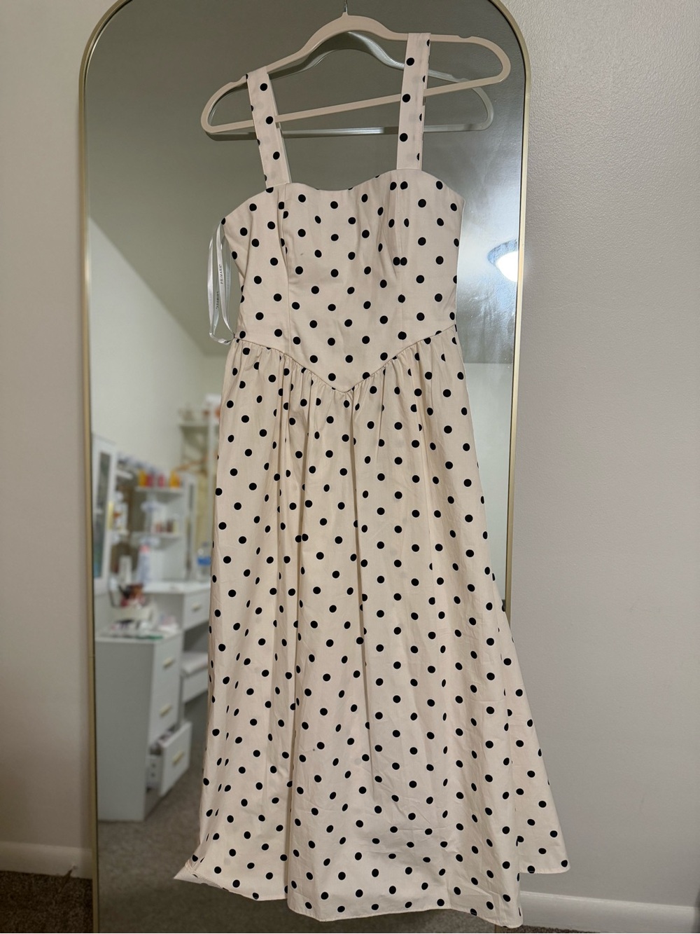 Girls Cream Polka Dot Maxi Dress with Straps